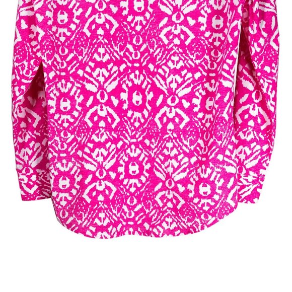 Ralph Lauren Women's Blouse Pink White Geometric Abstract Long Sleeve Top PS - Picture 8 of 9